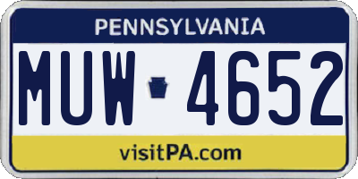 PA license plate MUW4652