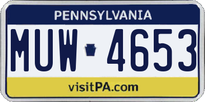 PA license plate MUW4653