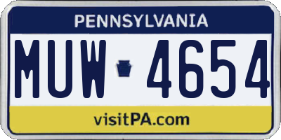 PA license plate MUW4654