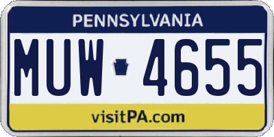 PA license plate MUW4655