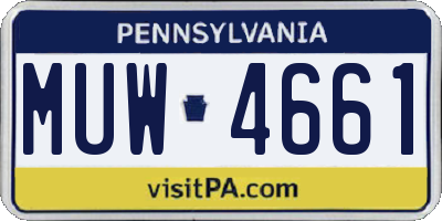 PA license plate MUW4661