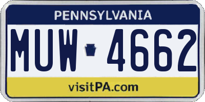 PA license plate MUW4662