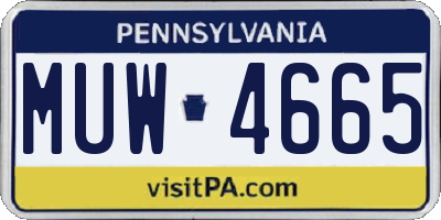 PA license plate MUW4665