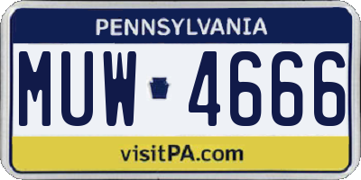 PA license plate MUW4666