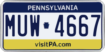 PA license plate MUW4667