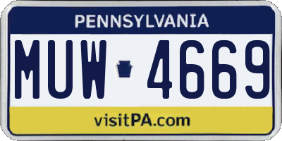 PA license plate MUW4669
