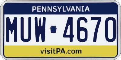 PA license plate MUW4670