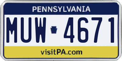 PA license plate MUW4671
