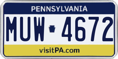 PA license plate MUW4672