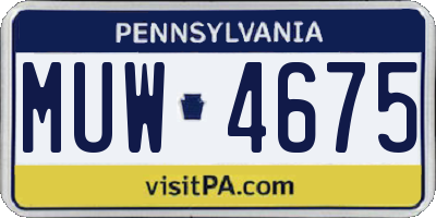 PA license plate MUW4675