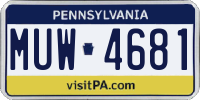 PA license plate MUW4681