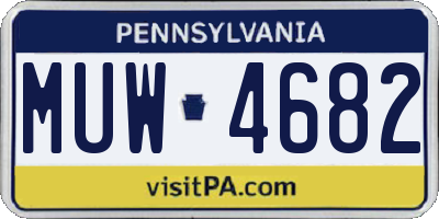 PA license plate MUW4682