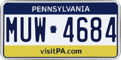 PA license plate MUW4684