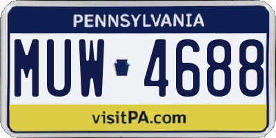 PA license plate MUW4688