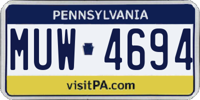 PA license plate MUW4694