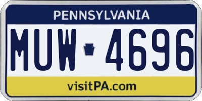 PA license plate MUW4696