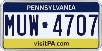 PA license plate MUW4707