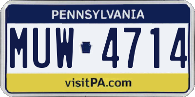 PA license plate MUW4714