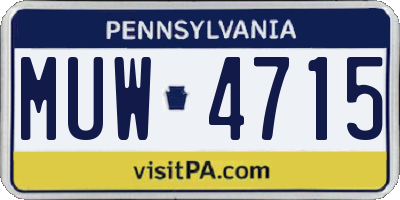 PA license plate MUW4715