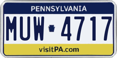 PA license plate MUW4717