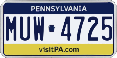 PA license plate MUW4725