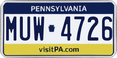 PA license plate MUW4726