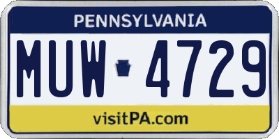 PA license plate MUW4729