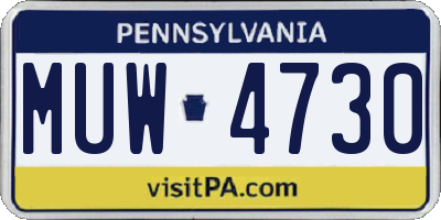 PA license plate MUW4730