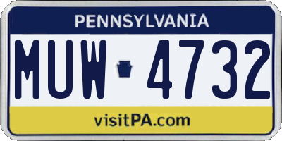 PA license plate MUW4732