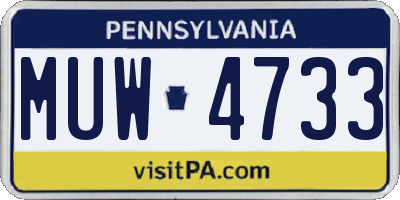 PA license plate MUW4733