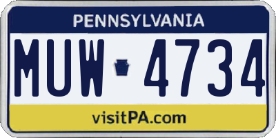 PA license plate MUW4734