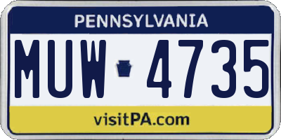 PA license plate MUW4735