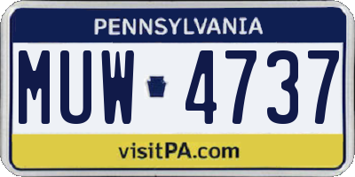 PA license plate MUW4737