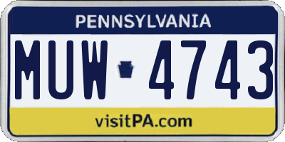 PA license plate MUW4743