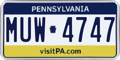 PA license plate MUW4747