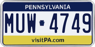 PA license plate MUW4749