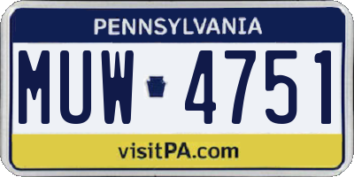 PA license plate MUW4751