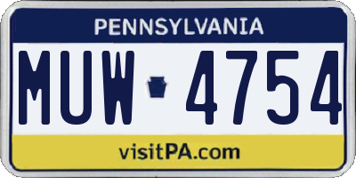 PA license plate MUW4754