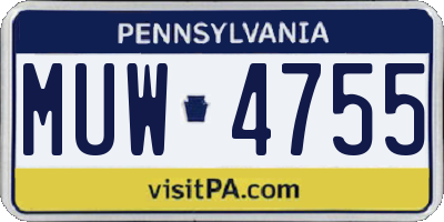 PA license plate MUW4755