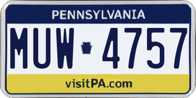PA license plate MUW4757