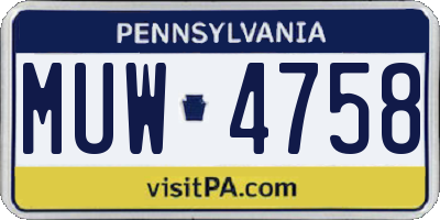 PA license plate MUW4758
