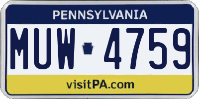 PA license plate MUW4759