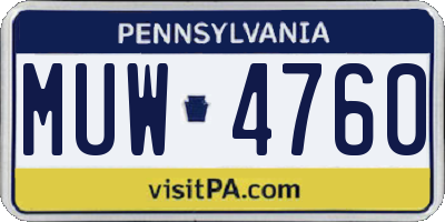 PA license plate MUW4760