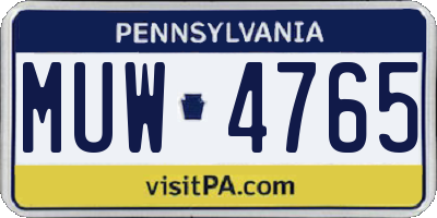 PA license plate MUW4765