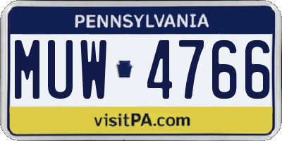 PA license plate MUW4766