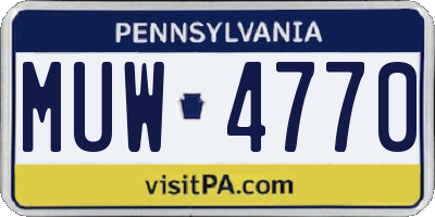PA license plate MUW4770