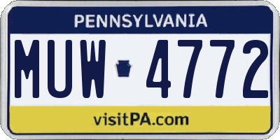 PA license plate MUW4772
