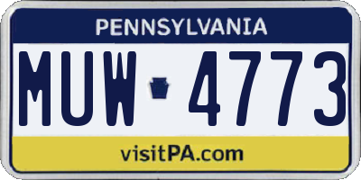 PA license plate MUW4773