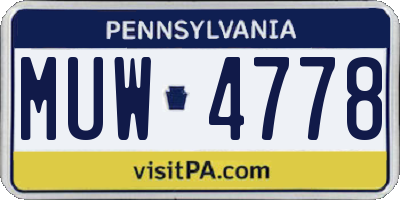 PA license plate MUW4778