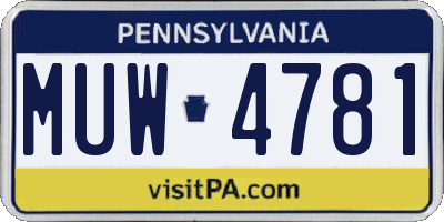 PA license plate MUW4781